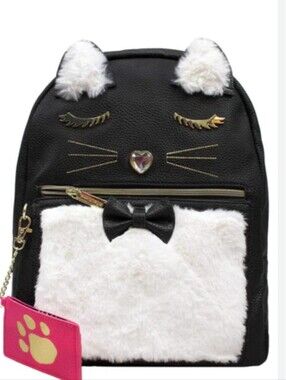 BETSEY JOHNSON Tuxedo Cat Face Fur Backpack